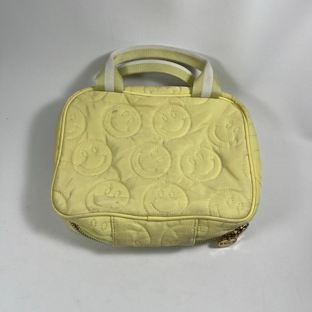 Stoney Clover Lane Insulated Lunch Bag Quilted Smiley Be Happy Light Yellow